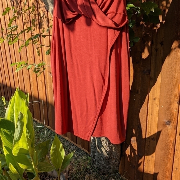 S WHBM Sleeveless Faux Wrap Burnt Orange Perfect Dress NWT - Picture 10 of 15